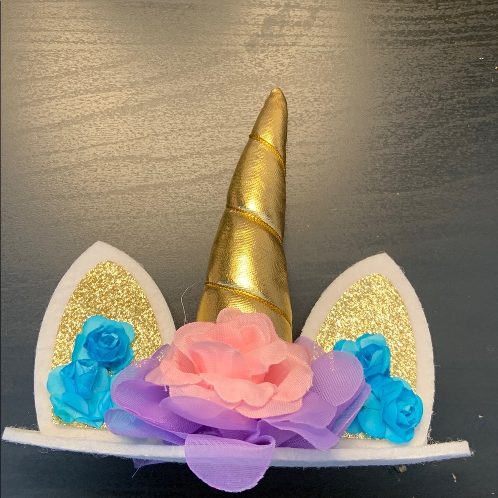 Cake toper Unicorn - Number 5 Birthday Candle - Pink and White